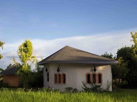 A villa standing in the rice fields