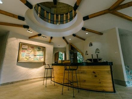The bar and lounge downstairs in the main house