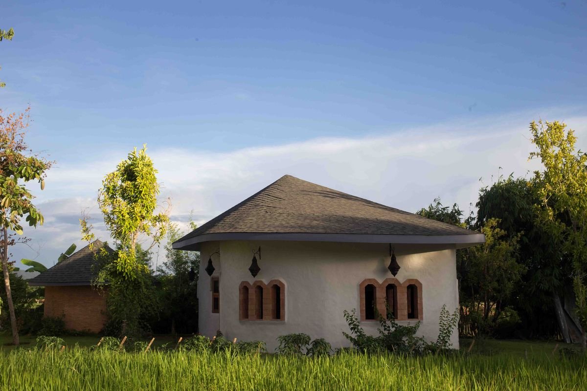A Mala Dhara villa standing in the rice fields